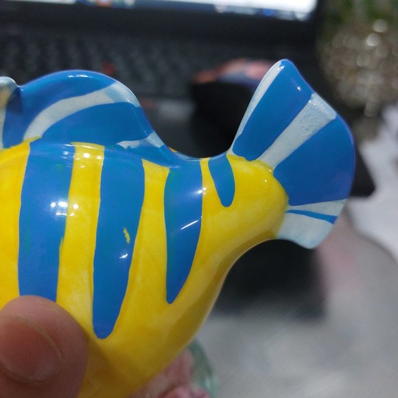 Vintage Disney Japan The Little Mermaid Flounder Ceramic Figurine Little Mermaid - Picture 7 of 7